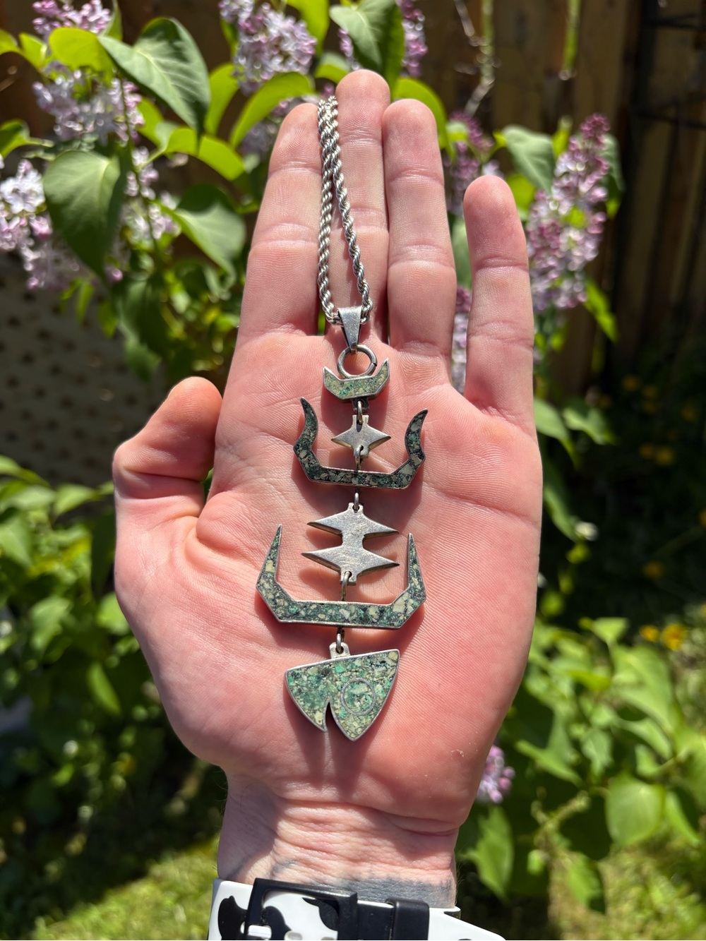 Vintage Taxco Sterling Silver Articulated Fish Skeleton Pendant W Stones Mexico